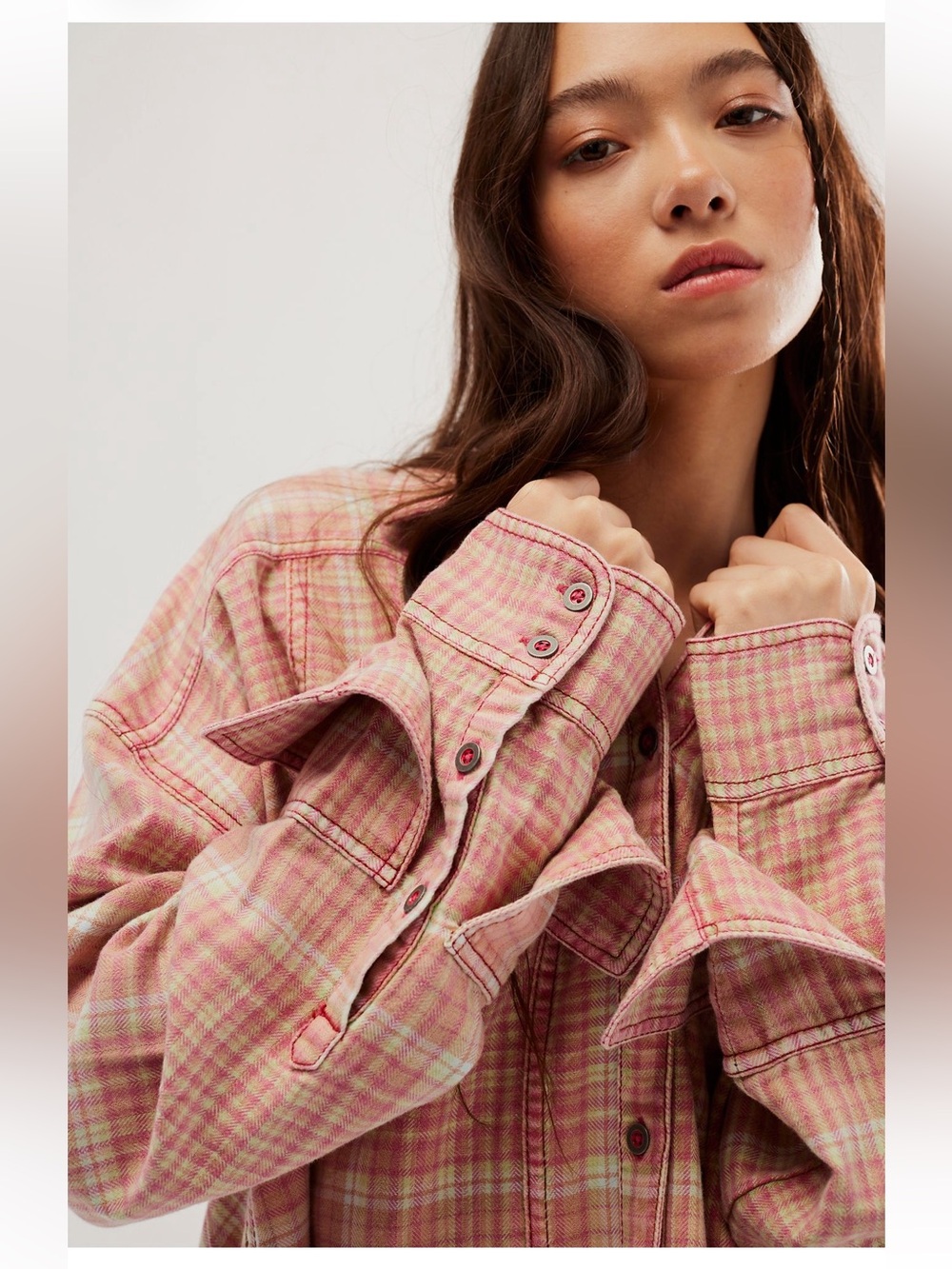 Free people We The Free Remade Plaid Top. Size XL brand new w/tags - Picture 3 of 7